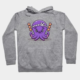 Cute Octopus With Takoyaki Cartoon Vector Icon Illustration Hoodie